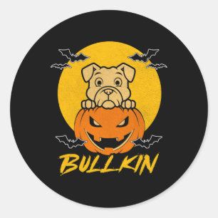 Bullkin Halloween Funny Bulldog Halloween Pumpkin Classic Round Sticker