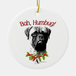 Bullmastiff Bah Humbug Ceramic Tree Decoration