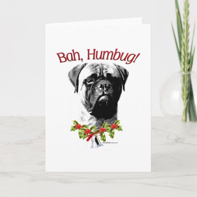 Bullmastiff Bah Humbug Holiday Card (Front)