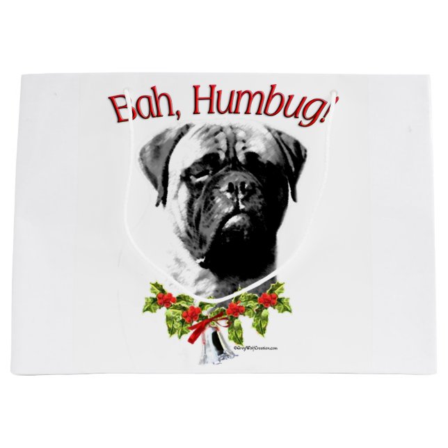 Bullmastiff Bah Humbug Large Gift Bag (Front)