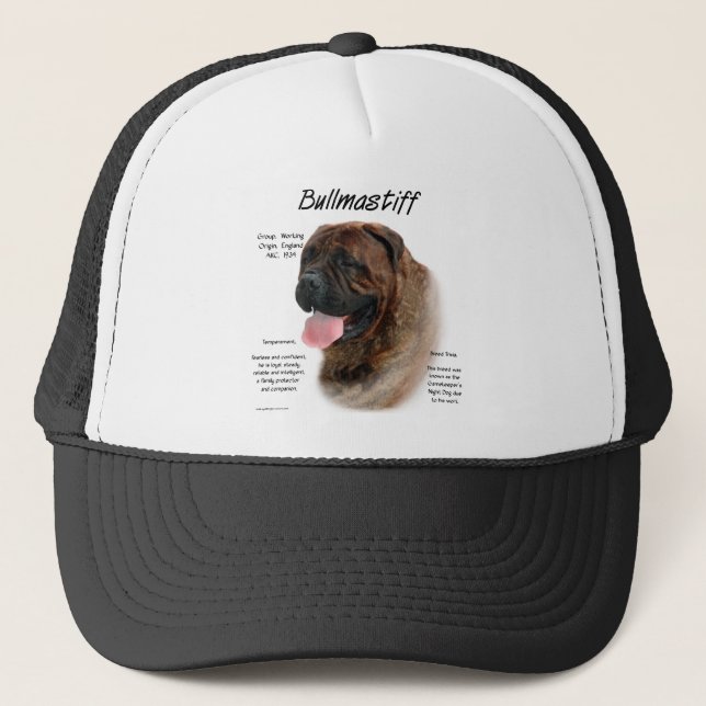 Bullmastiff (brindle) History Design Trucker Hat (Front)