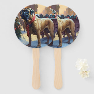 Bullmastiff Christmas Festive Season  Hand Fan