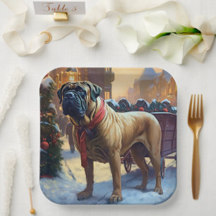 Bullmastiff Christmas Festive Season  Paper Plate