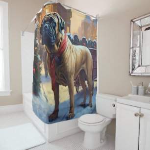 Bullmastiff Christmas Festive Season  Shower Curtain
