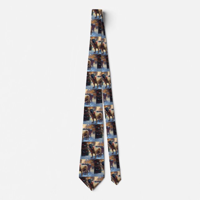 Bullmastiff Christmas Festive Season  Tie (Front)
