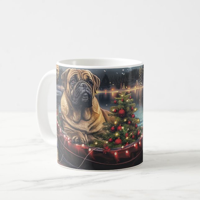 Bullmastiff Christmas Festive Voyage Coffee Mug (Front Left)