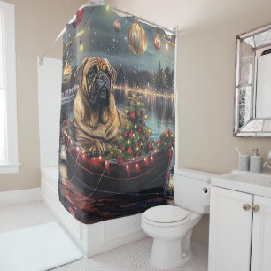 Bullmastiff Christmas Festive Voyage Shower Curtain