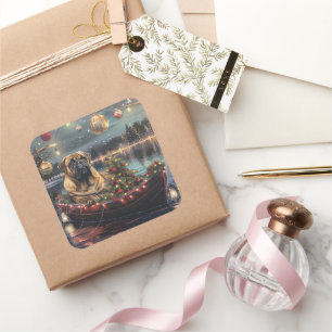 Bullmastiff Christmas Festive Voyage Square Sticker