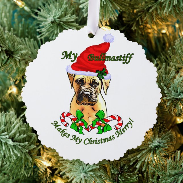 Bullmastiff Christmas Gifts Tree Decoration Card (Insitu (Tree))