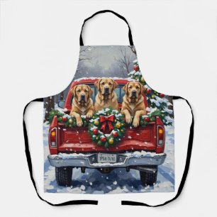 Bullmastiff Christmas Red Truck Holiday Apron