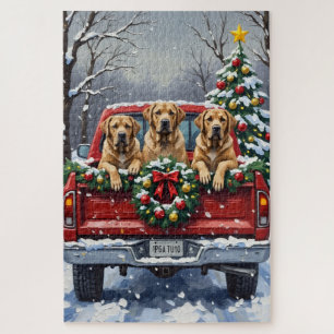 Bullmastiff Christmas Red Truck Holiday Jigsaw Puzzle