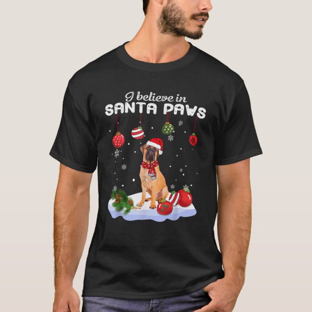 Bullmastiff Christmas Tree Lights Xmas Boys Dog  T-Shirt (Front)