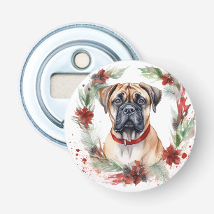 Bullmastiff Christmas Wreath Festive Pup Bottle Opener