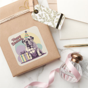 Bullmastiff Colourful Square Square Sticker