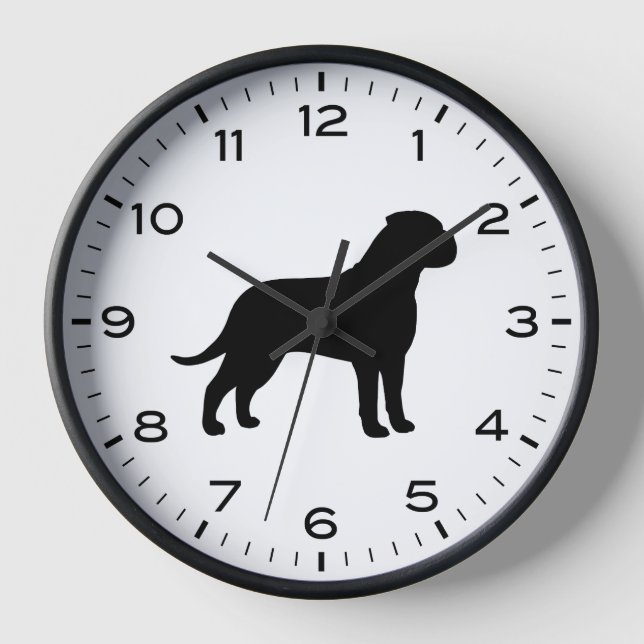 Bullmastiff Dog Breed Silhouette Clock (Front)