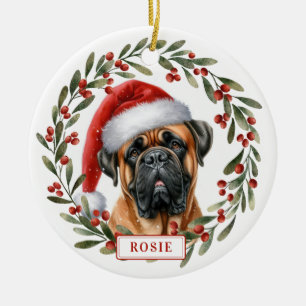 Bullmastiff Dog Ceramic Circle Ornament