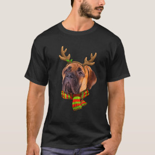 Bullmastiff Dog Christmas Reindeer Christmas Famil T-Shirt