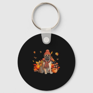 Bullmastiff Dog Fall Scarf Leopard Pumpkins Autumn Key Ring