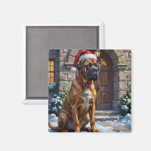 Bullmastiff Dog Guardian of Christmas Manor Art Magnet