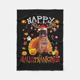 Bullmastiff Dog Halloween Christmas Dog Happy Hall Fleece Blanket