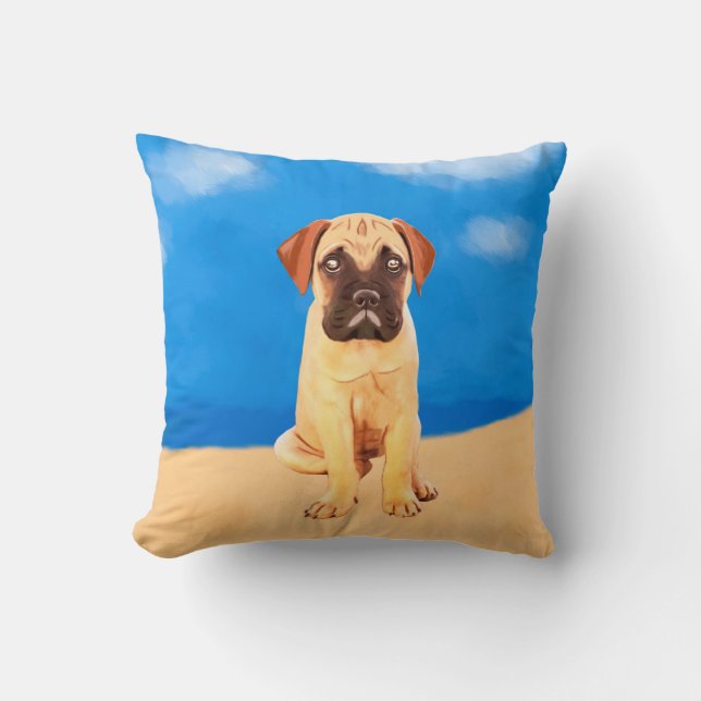 Bullmastiff Dog On Beach Cushion (Front)