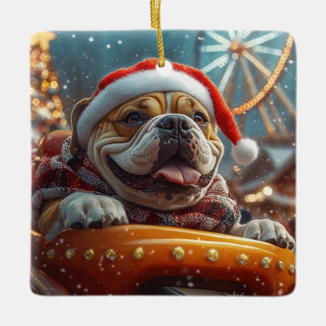 Bullmastiff Dog Roller Coaster Christmas  Ceramic Ornament (Front)