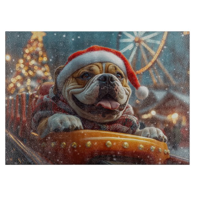Bullmastiff Dog Roller Coaster Christmas  Cutting Board (Front)