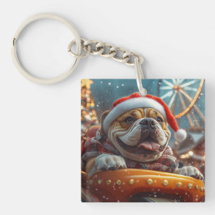 Bullmastiff Dog Roller Coaster Christmas  Key Ring