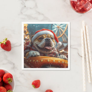 Bullmastiff Dog Roller Coaster Christmas Napkin
