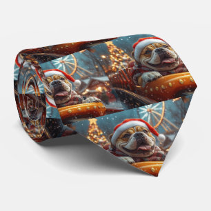 Bullmastiff Dog Roller Coaster Christmas Tie