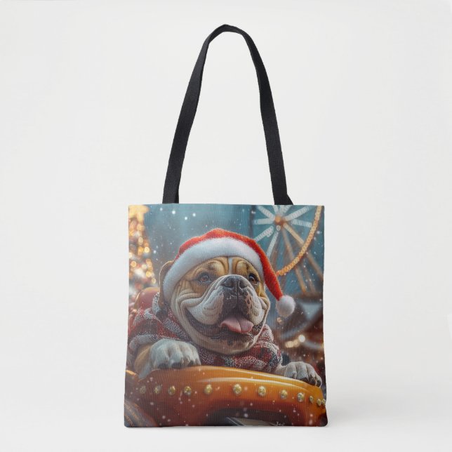 Bullmastiff Dog Roller Coaster Christmas  Tote Bag (Front)