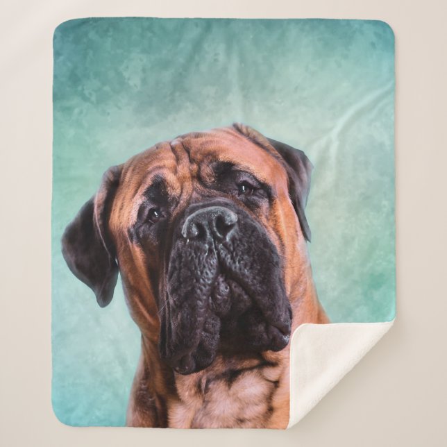 Bullmastiff dog sherpa blanket (Front)
