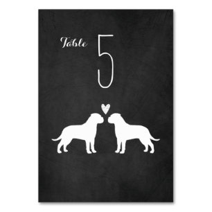 Bullmastiff Dog Silhouettes Wedding Reception Table Number