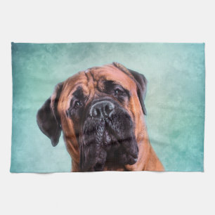 Bullmastiff dog tea towel