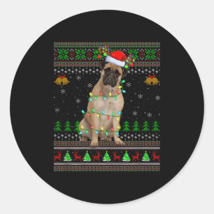 Bullmastiff Dog Ugly Christmas Sweaters Holiday Sa Classic Round Sticker