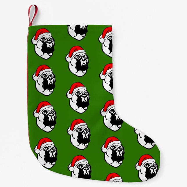 Bullmastiff Dog with Christmas Santa Hat Small Christmas Stocking (Front)