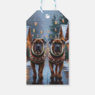 Bullmastiff Dogs Christmas Snow Holiday Gift Tags