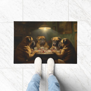 Bullmastiff Dogs Playing Poker Art Doormat