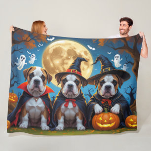 Bullmastiff Dogs Pumpkin Halloween Funny Fleece Blanket