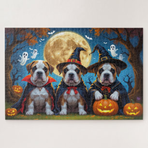 Bullmastiff Dogs Pumpkin Halloween Funny Jigsaw Puzzle