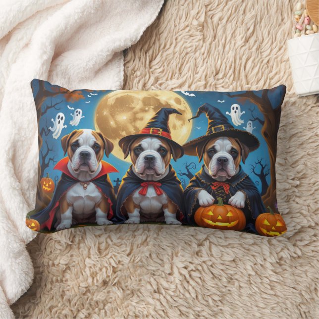 Bullmastiff Dogs Pumpkin Halloween Funny Lumbar Cushion (Blanket)