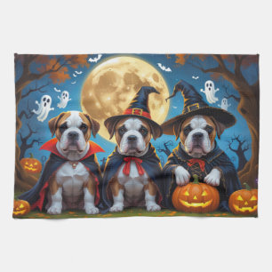 Bullmastiff Dogs Pumpkin Halloween Funny Tea Towel