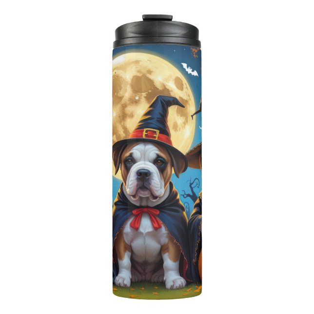 Bullmastiff Dogs Pumpkin Halloween Funny Thermal Tumbler (Front)