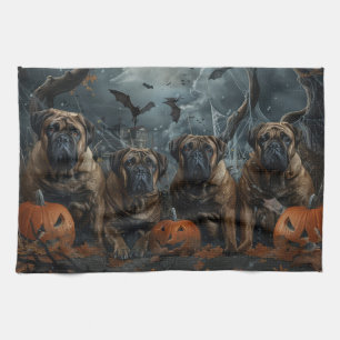 Bullmastiff Halloween Night Doggy Delight Tea Towel