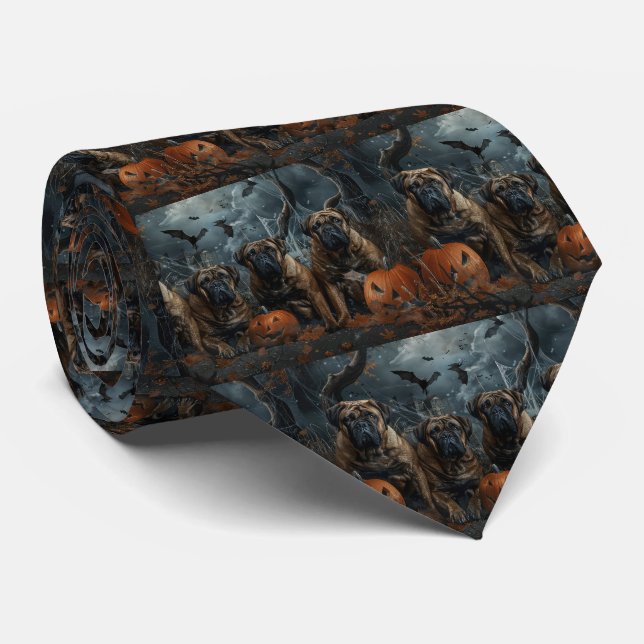 Bullmastiff Halloween Night Doggy Delight Tie (Rolled)
