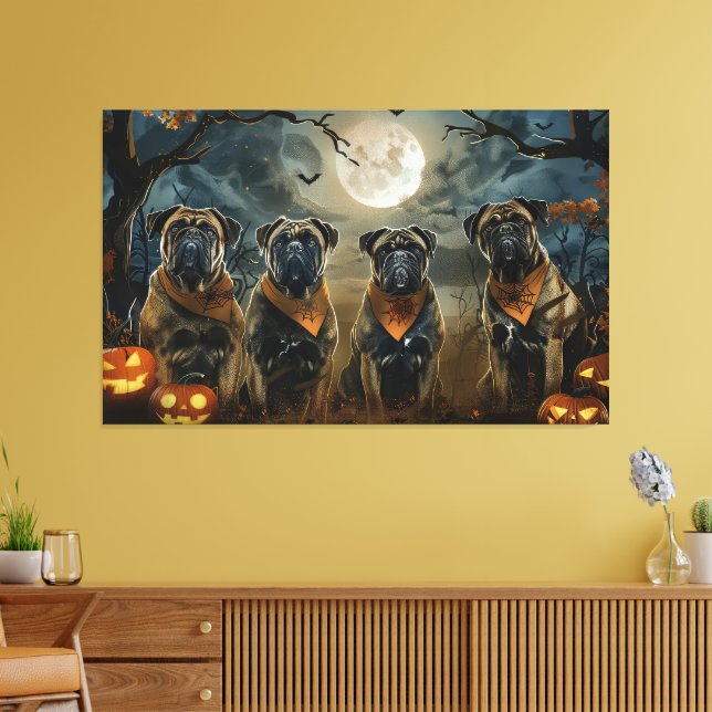 Bullmastiff Halloween Spooky Canvas Print (Insitu(LivingRoom))