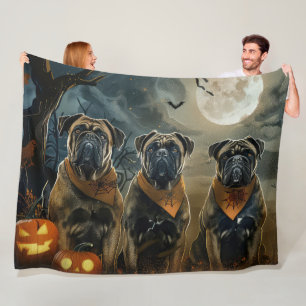 Bullmastiff Halloween Spooky Fleece Blanket