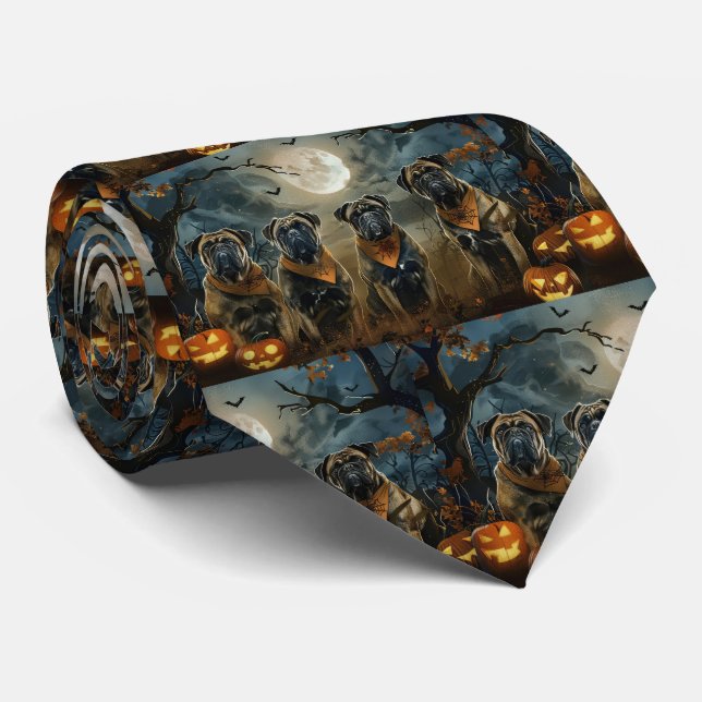 Bullmastiff Halloween Spooky Tie (Rolled)