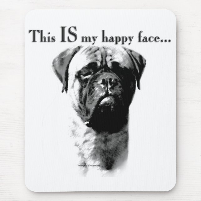 Bullmastiff Happy Face Mouse Mat (Front)