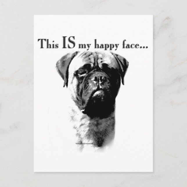 Bullmastiff Happy Face Postcard (Front)